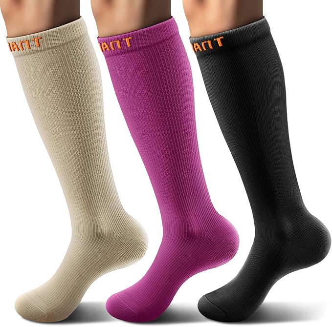 BULLIANT Compression Socks 3Pairs-15-20mmHg Circulation Support Men Women Hiking Sports Recovery-Upgraded Wicking Tech