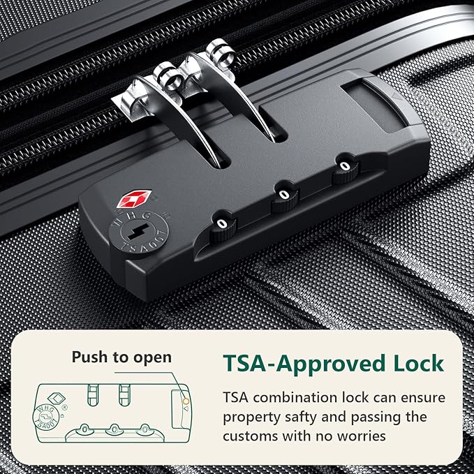 24 Inch Checked Luggage, ABS Hardside Suitcase with Spinner Wheels, Lightweight Medium Luggage with TSA Lock for Women and Men, Expandable Travel Suitcase for Business, Road Trips & Family Vacations