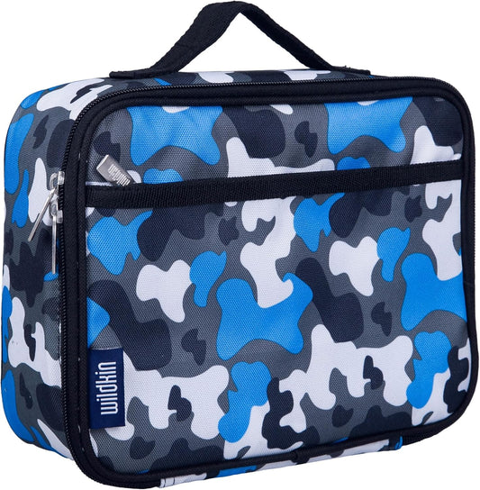 Wildkin Kids Insulated Lunch Box – Durable and Reusable for School & Travel - Blue Camo