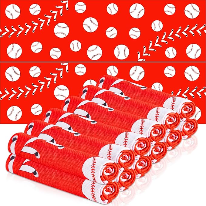 30Pcs Baseball Softball Cooling Towels for Neck and Face 40 x 12 Inch Baseball Sports Team Gifts Microfiber Breathable Workout Ice Towel Sweat Chilly Bulk Neck Wraps for Athletes Gym Camping Red