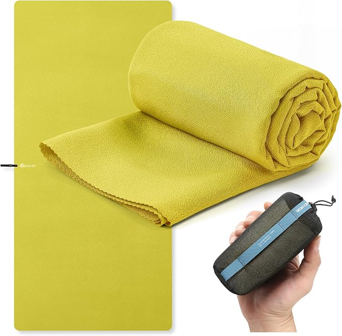 Microfiber Travel Towel, Soft Lightweight Quick Dry Towel, Super Absorbent Compact Travel & Sports & Beach Towels for Camping, Backpack, Gym, Swimming, Yoga, Hiking (Yellow, XX Large)
