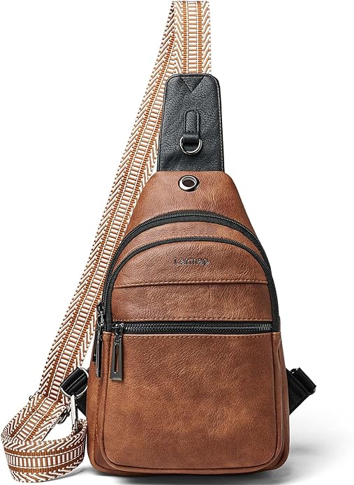 Sling Bag For Women Faux Leather Small Casual Daypack Backpack Fanny Pack Crossbody Chest Bags Purse