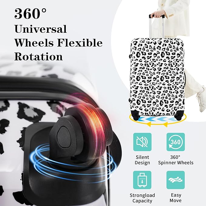 Merax Suitcase Set, Hardshell Luggage Sets 3 Piece with Spinner Wheels, Expandable Durable Suitcase with TSA Lock Lightweight 20" 24" 28", White+Black Leopard