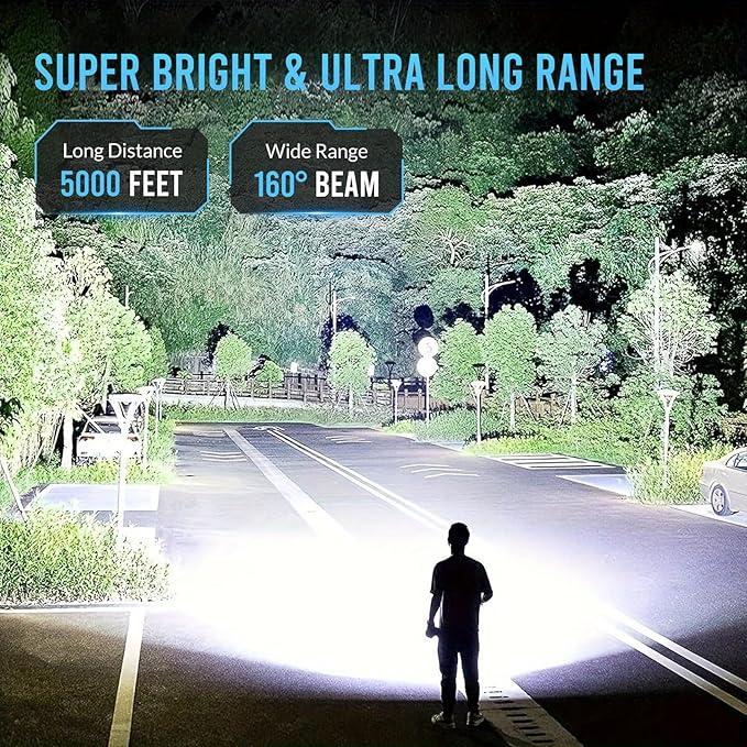 Flashlight High Lumens Rechargeable 2 Packs, 1,500,000L Handheld LED Flashlights High Powered, Adjustable Super Bright Flash Lights with 6 Modes, Cob Side Light, Tactical Flashlight for Emergency