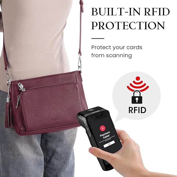 befen Anti Theft Genuine Leather Crossbody Bags for Women Handbags and Shoulder Basg with Built in Wallet RFID Leather Purse