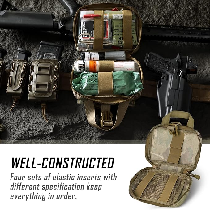 LIVANS Tactical IFAK Pouch, Rip Away Molle First Aid Bag Tear-Away Medical Pouch Emergency EMT Bag for Travel Outdoor Hiking(Pouch Only, First Aid Kits NOT Included)