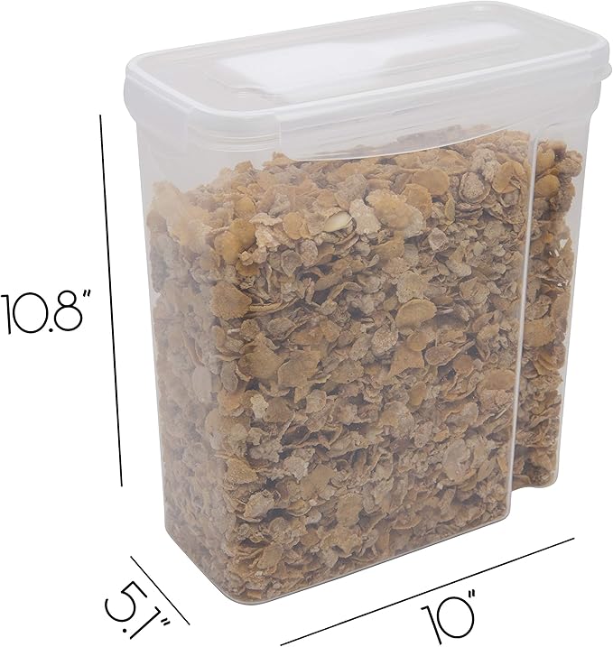 Kitchen Details Cereal Container with Scooper | Large | Airtight | Food Tin | Keeps Fresh | Kitchen & Pantry Storage Organizers | Clear