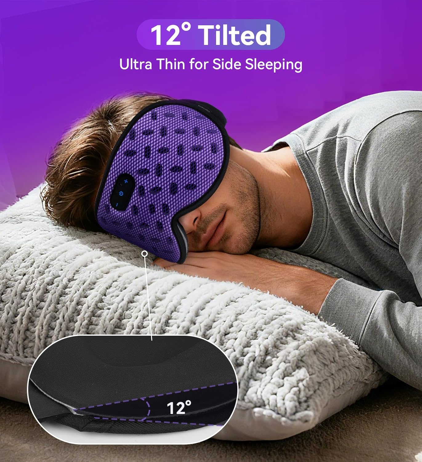 Sleep Eye Mask Bluetooth Headphones - 3D Contoured Zero Pressure Sleeping Masks 100% Blackout Eye Cover Breathable Sleeping Mask for Side Sleepers Wireless Earphone Ear Muff Headband Women Men Gift