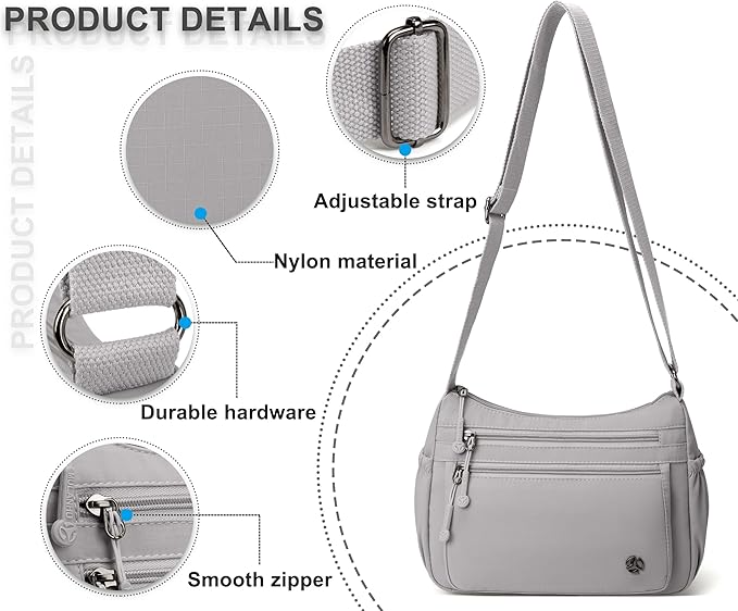 Casual Crossbody Bag with Anti Theft Pocket - Women Lightweight Water-Resistant Purse Bag