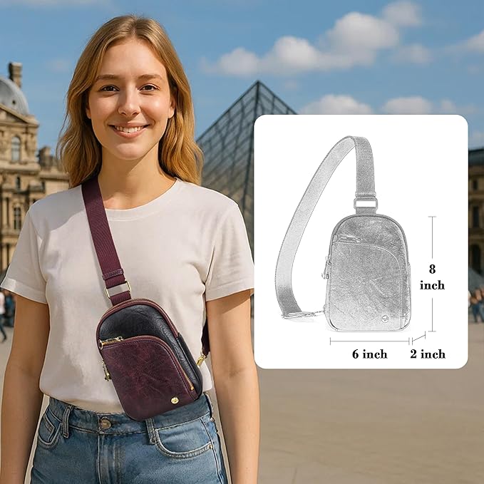 INICAT RFID Blocking Sling Bag, Anti Theft Crossbody Bag for Women, Travel Fanny Pack Style Purse, Vegan Leather