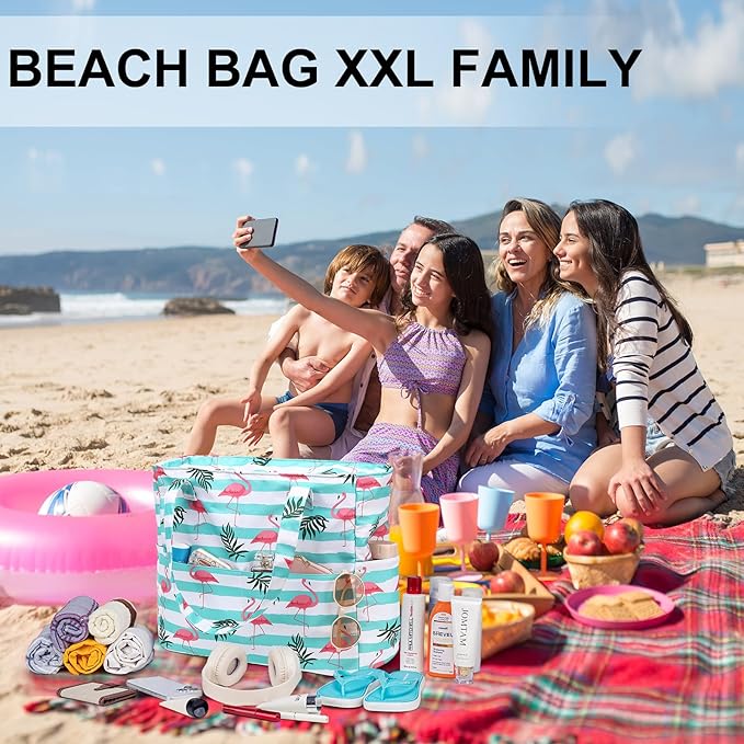LEDAOU Beach Bag Waterproof Sandproof Women Beach Tote Pool Bag with Zipper for Swim Gym Grocery Travel with Wet Pocket | Sandproof, with Zipper, for Gym, Grocery, Travel, with Wet Pocket