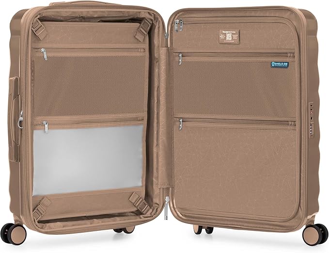 Traveler's Choice Edinburgh II Hardside Spinner Luggage, TSA Lock, Sand, 3 Piece Set (21/25/29)