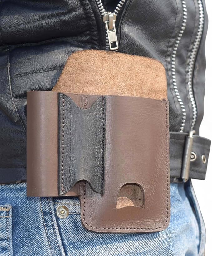 Leather Multitool Sheath with Belt Clip - Multitool Holster for Belt - EDC Belt Organizer Fits, Flashlight, Pen - Leather Pouch - Holder