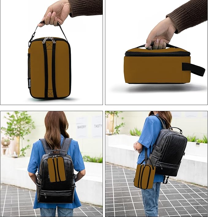 BEIMILY Lunch Box for Men Women Adults,Mini Insulated Lunch Bag for Office Work Picnic,Reusable Portable Lunchbox,Soft Cooler Tote Bag,6 can cooler bag,Mini,Brown