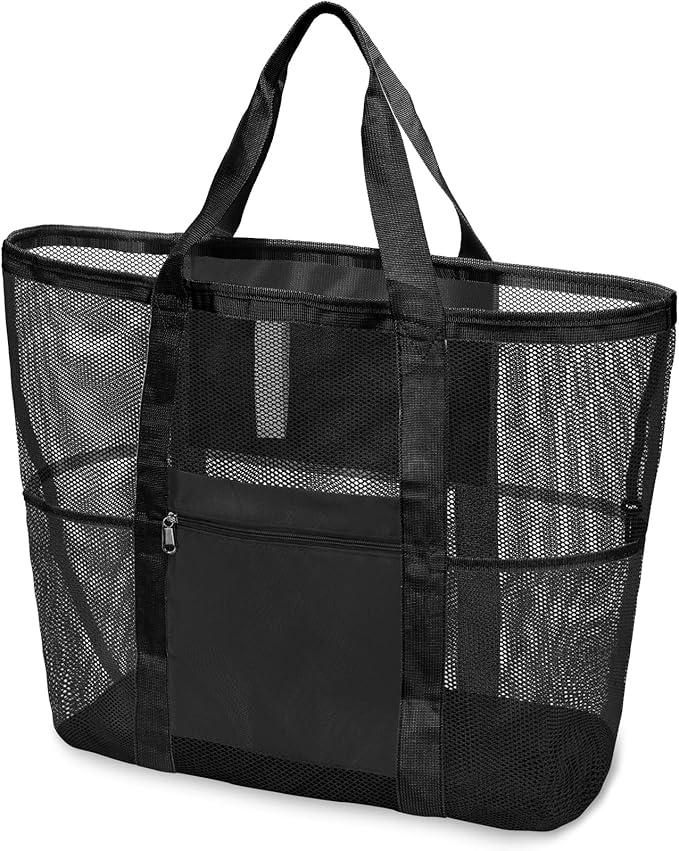 F-color Mesh Beach Bag Family - Large Tote Bag for Cruise Pool Toys Beach Vacation Essentials