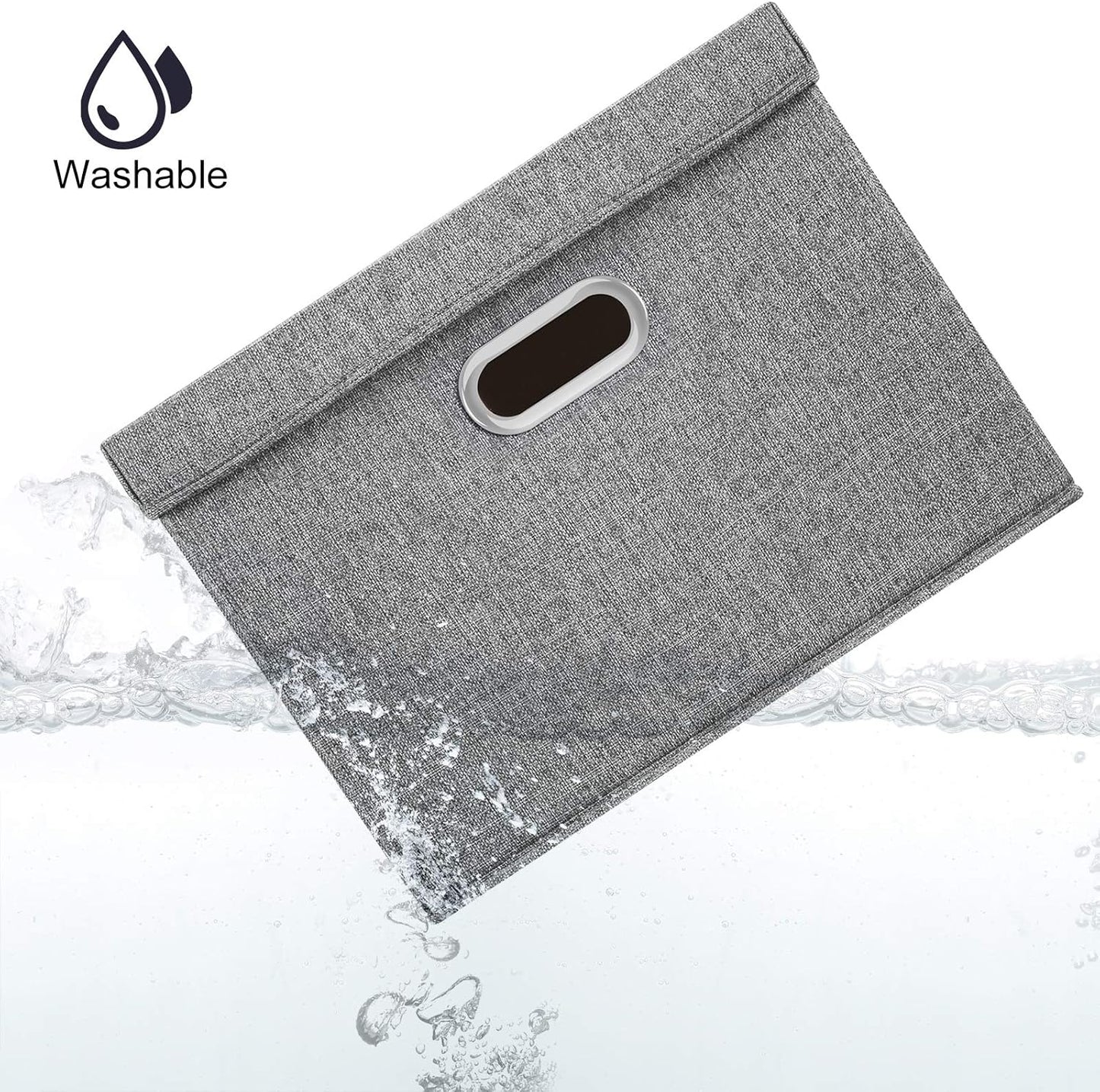 TYEERS Large Storage Bins with Lids, Collapsible, Washable, Fabric Storage Boxes for Organizing, 17.3x11.8x11.4 inches, 3 Pack, Gray