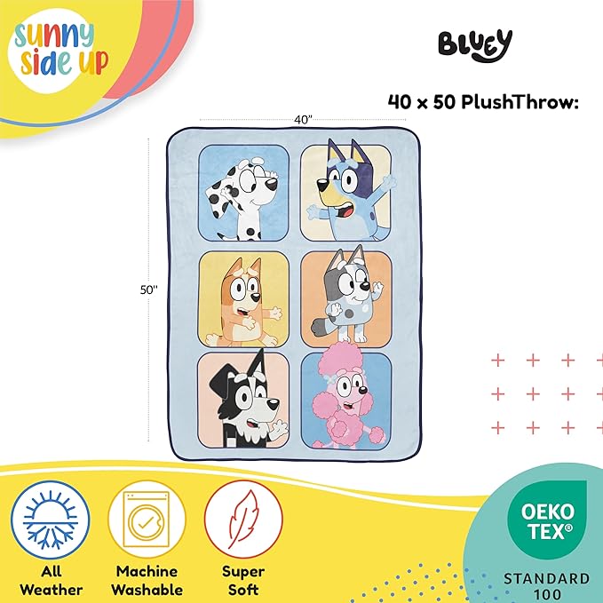 Bluey & Friends Plush Travel Throw Blanket - Measures 40 x 50 Inches Super Soft & Cozy Travel Accessories