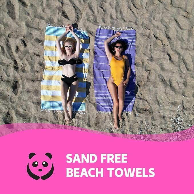 HAVLULAND Oversized Turkish Beach Towel 72’’x40’’ - Set of 6 | 100% Cotton Lightweight Sand Free Quick Dry Pool Towels | Extra Large Bath Towels for Adults Beach Blanket Essentials Bulk of 6 Yellow