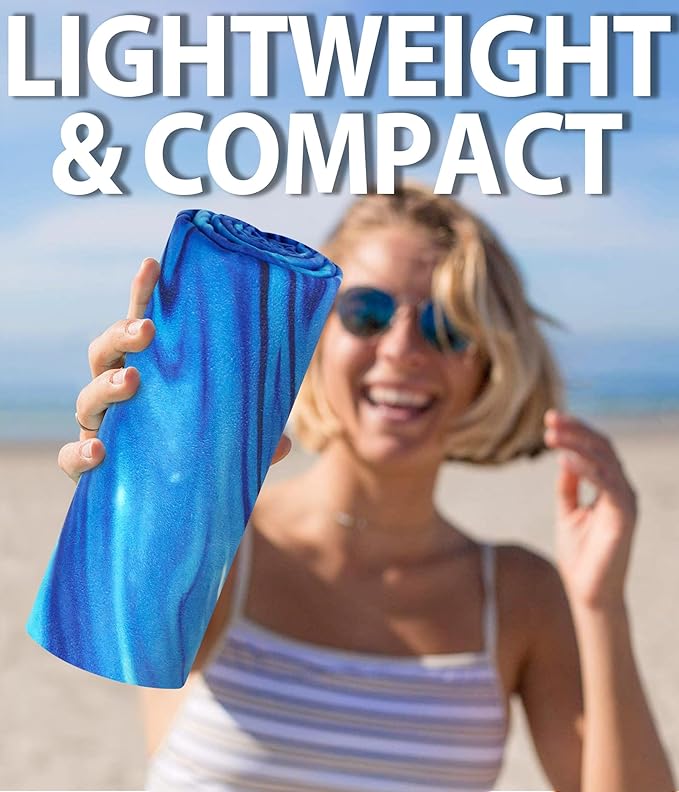 Margelife Sand Proof Microfiber Beach Towels Adult –Quick Fast Dry Beach Oversized for Swim Pool Yoga Travel Blanket Essentials Lightweight Accessories Must Haves Women Gifts Blue Purper