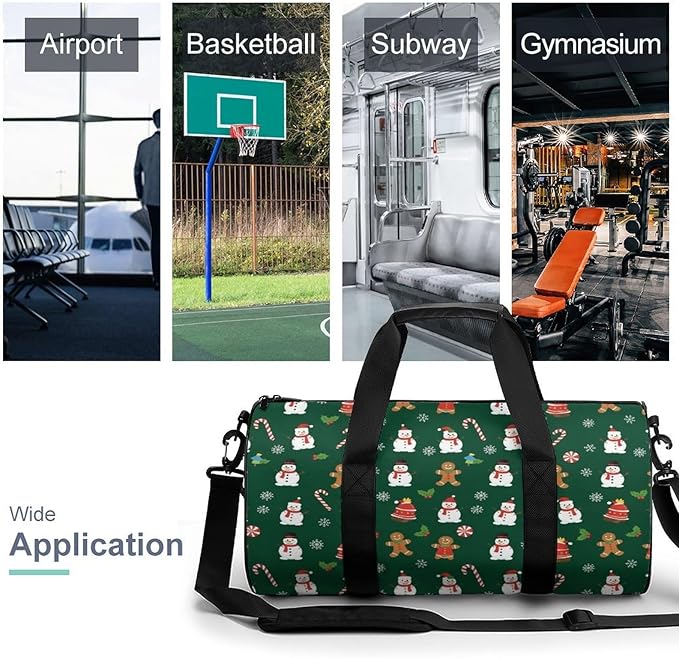 Beach Swim Bags Green Gingerbread Men Women Duffle Bag Foldable Gym Bag Lightweight Travel Sports Bags for Men and Women