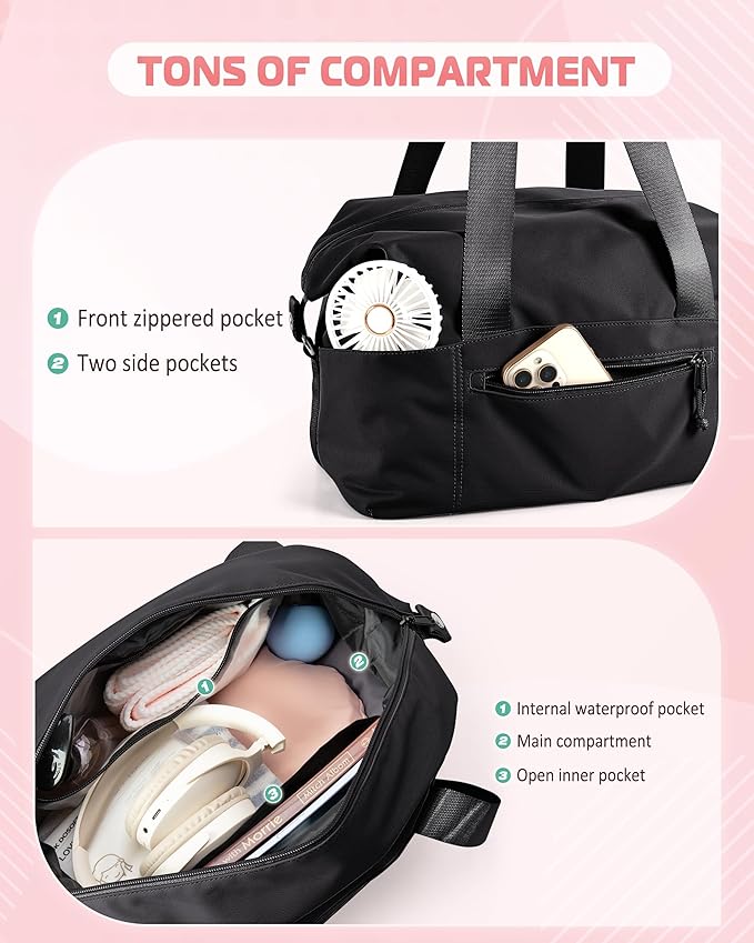 Smasrob Small Gym Bag with Yoga Mat Holder, Wet Pocket and a Separate Pouch, Small Gym Duffle Bag for Women with Detachable Crossbody Shoulder Strap
