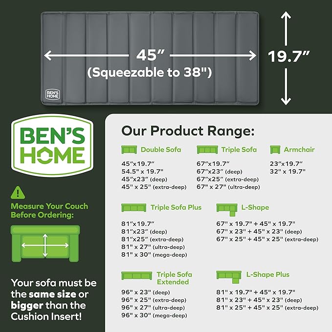 BEN'SHOME® Heavy Duty Loveseat Cushion Support Board for Sagging Sofas | Fits 38"-45" x 19.7" Deep | Protects Your Back from Sinking Seats | 0.5" Solid Wood, 400 LBS, Anti-Slip, Lifetime Replacement