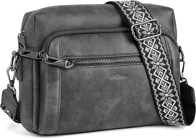 Small Leather Crossbody Bags for Women Anti theft Purses and Handbag Shoulder Hangbag with Wide Strap Tassel