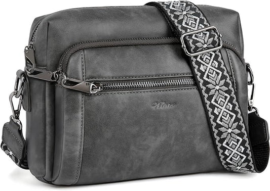 Small Leather Crossbody Bags for Women Anti theft Purses and Handbag Shoulder Hangbag with Wide Strap Tassel