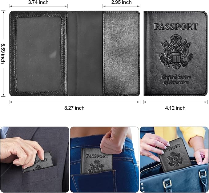 Eoehro Passport Holder for Travel Essentials-2Pack, Passport Wallet Cover Case for Travel Must Haves Accessories,Passport Book Holders for Women and Men