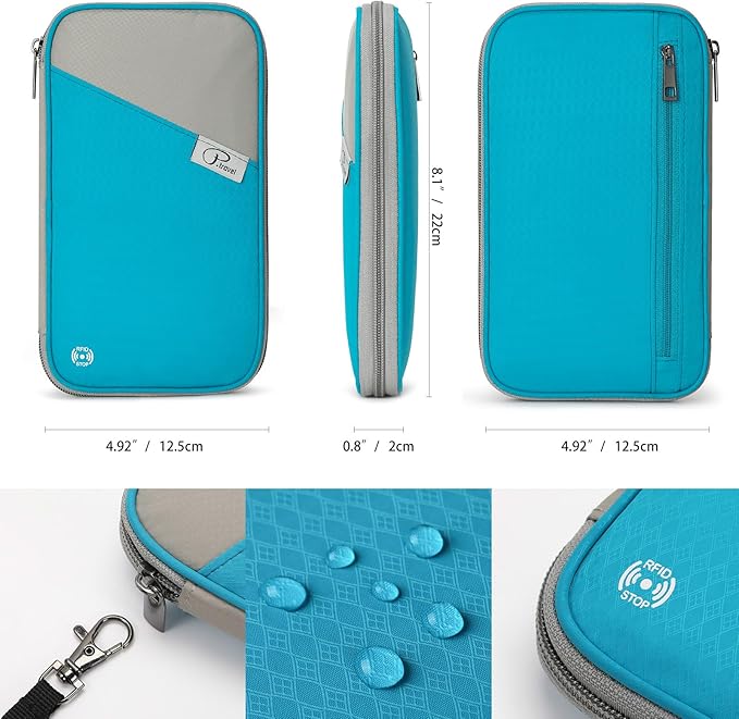 VanFn RFID Travel Passport Wallet, Family Passport Holder, Trip Document Organizer P.Travel Series