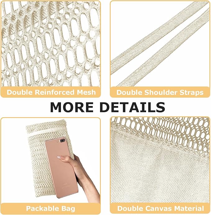 Mesh Beach Tote Bags for Women Sandproof Large Shoulder Pool Swimming Bag Summer Vacation Essentials Inner Pocket