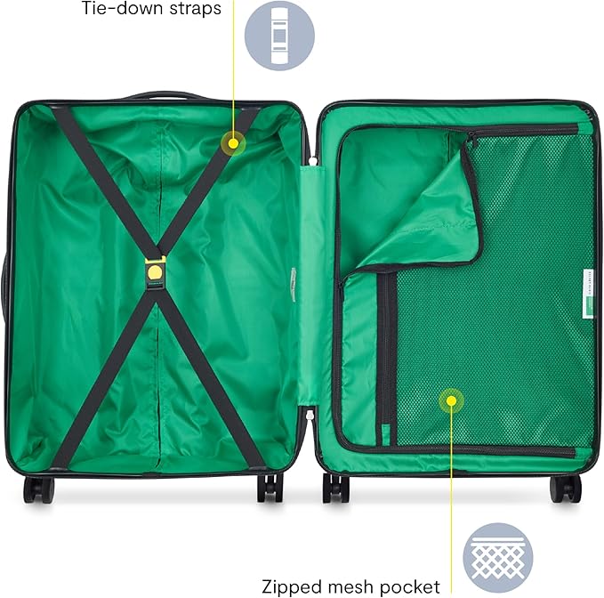 United Colors of Benetton Now! Hardside Luggage with Spinner Wheels, Light Blue, Checked-Medium 23 Inch