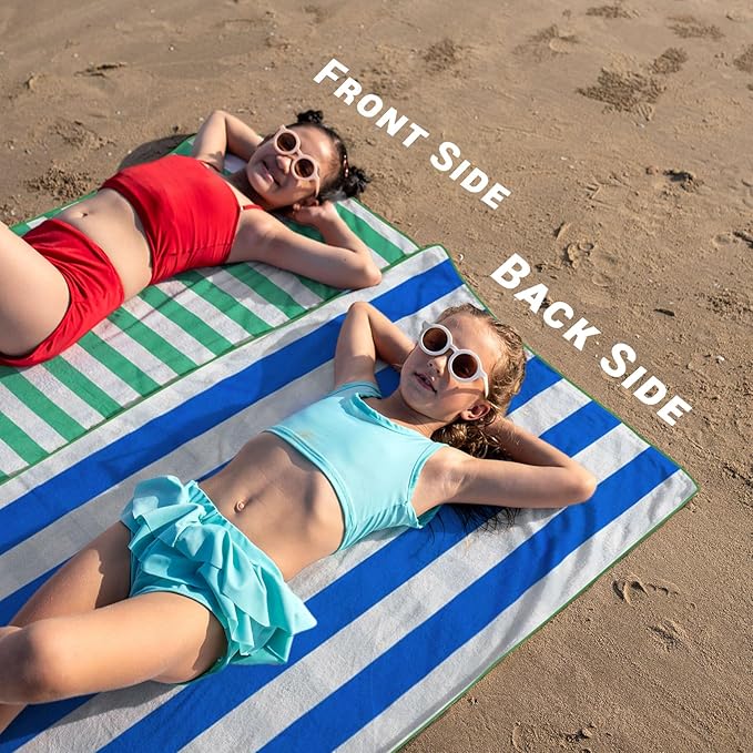 Gogreen Quick Dry Sand Free Beach Towel for Travel Pool Lightweight 71x32 in Absorbent Microfiber Oversized Towels Yoga Bath Camping Sport - Stylish Unique Gift - Stripe
