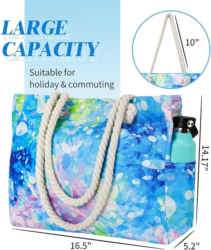 Tavaleu Beach Bags for Women - Large Beach Tote Bag, Women Sandproof Pool Bag for Pool Gym Grocery Travel