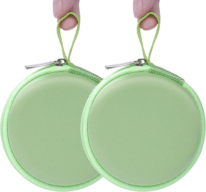 Ginsco Mini-Portable Hard Shell Earbuds Case for Apple EarPods Headphones USB-C Wired Ear Buds/Samsung Galaxy Wired Earbuds, Travel Case for Earphones Earplugs (2, Green)