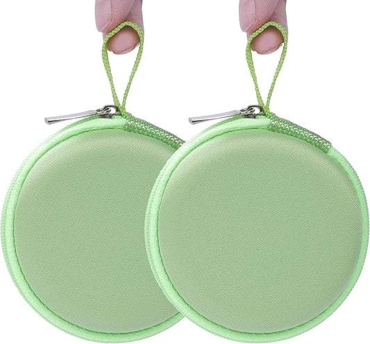 Ginsco Mini-Portable Hard Shell Earbuds Case for Apple EarPods Headphones USB-C Wired Ear Buds/Samsung Galaxy Wired Earbuds, Travel Case for Earphones Earplugs (2, Green)