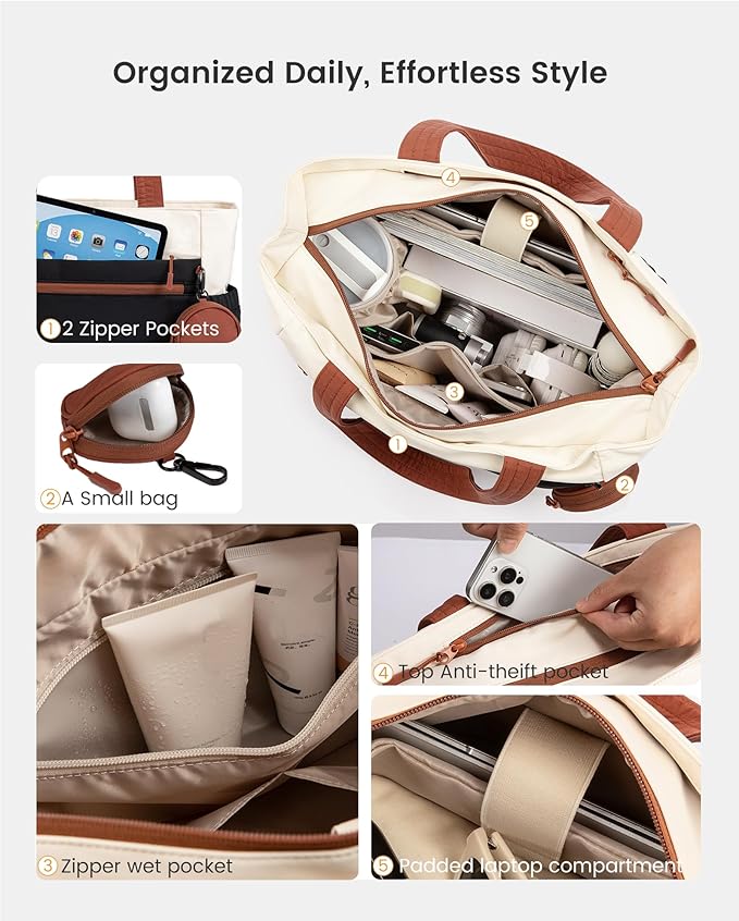 LOVEVOOK Tote Bag for Women, Expandable Laptop Work Bag 15.6 Inch, 33L Large Travel Handbag with 40oz Tumbler Holder, TSA