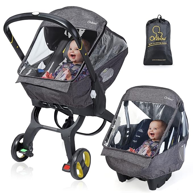 Car Seat Rain Cover, Compatible with Doona Infant Car Seat Stroller, Universal Rain Cover with Window for Waterproof, and Windproof, Breathable Baby Travel Weather Shield Stroller Accessories, Black