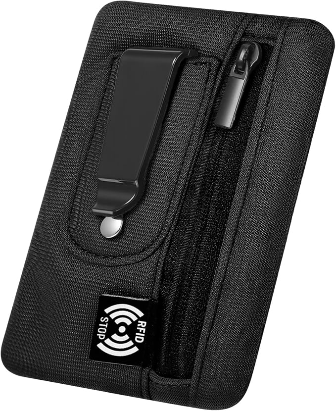 Money Clip, RFID Belt Wallet Travel Wallet Blocking Clip Pocket for Cards Pickpocket Hidden Clips Stash Credit Card Holder Compact Thin Anti-Theft for Traveling(Black)