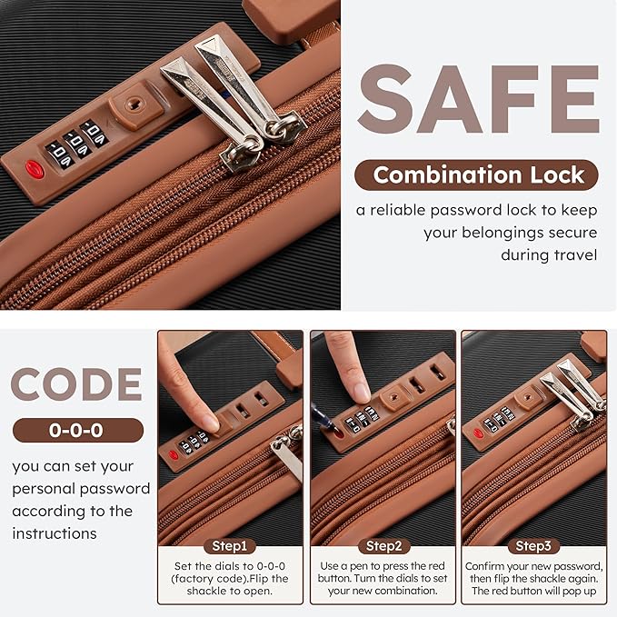 Suitour Expandable 4-Piece Luggage Set (14" 19" 23" 27") ABS Hardside Suitcase Sets with Spinner Wheels Checked Luggage Travel Suitcase