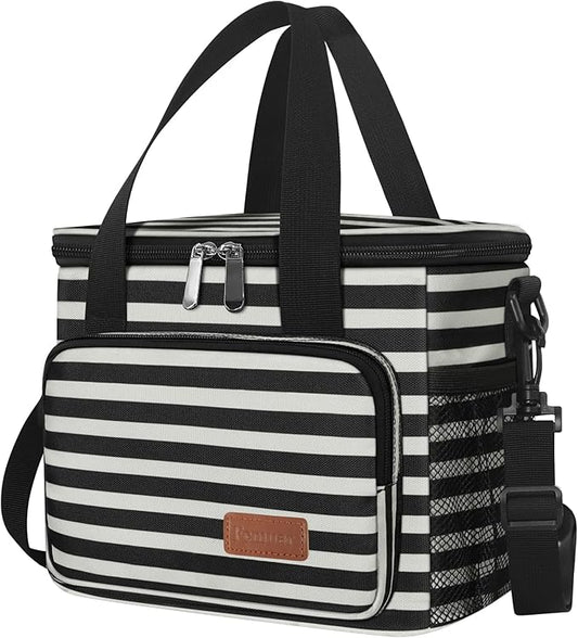 Femuar Lunch Bags for Women/Men, Insulated Lunch Bag for Work Office Picnic - Lunch Cooler Bag Leakproof Lunch Box with Adjustable Shoulder Strap - Stripe