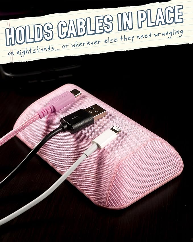 Smartish® Magnetic Cord Holder - Bigger Cable Wrangler Organizer with Magnet Clips for Charger Management on Desktop, Nightstand - Holds 6+ Cables - I'm Blushing