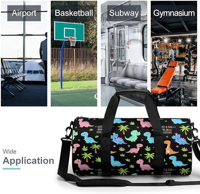 Workout Lightweight Duffel Bags Just A Girl Who Loves Cartoon Dinosaurs Basketball Football Weekender Bag Foldable Gym Travel Bags for Men Women