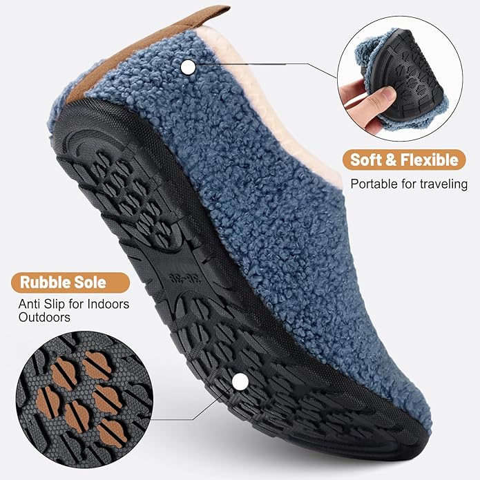 Ultrafun House Slippers for Women Men Slip on Barefoot Slippers Socks Soft Lightweight Rubble Sole House Shoes Indoor/Outdoor