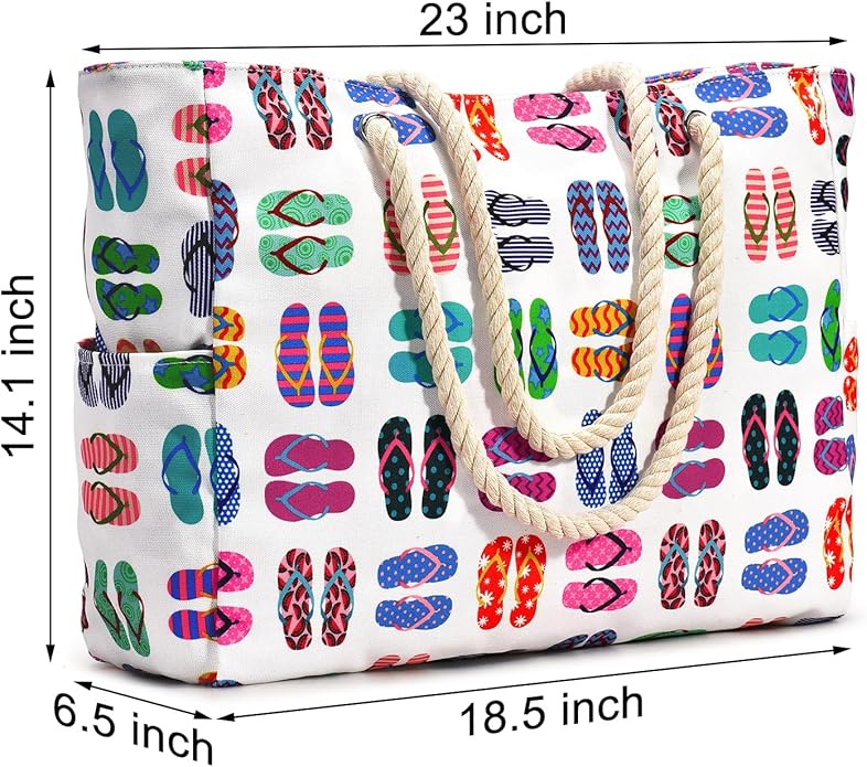 Becokan Beach Bags for Women Large Waterproof Beach Tote Bag Zipper Beach Bags Waterproof Sandproof Swim Pool Bag Large Tote