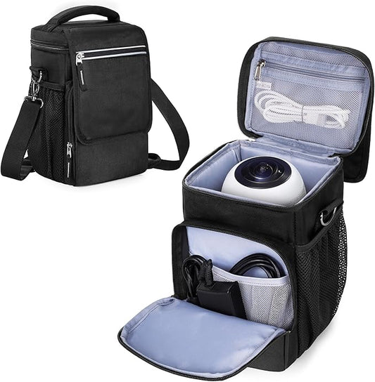 Carrying Case Compatible with Owl Labs Meeting Owl 3, 4, Pro, Original, Meeting Camera Travel Storage Bag with Multiple Pockets for Accessories, with Shoulder Strap, Shock-absorbing Foam, Black