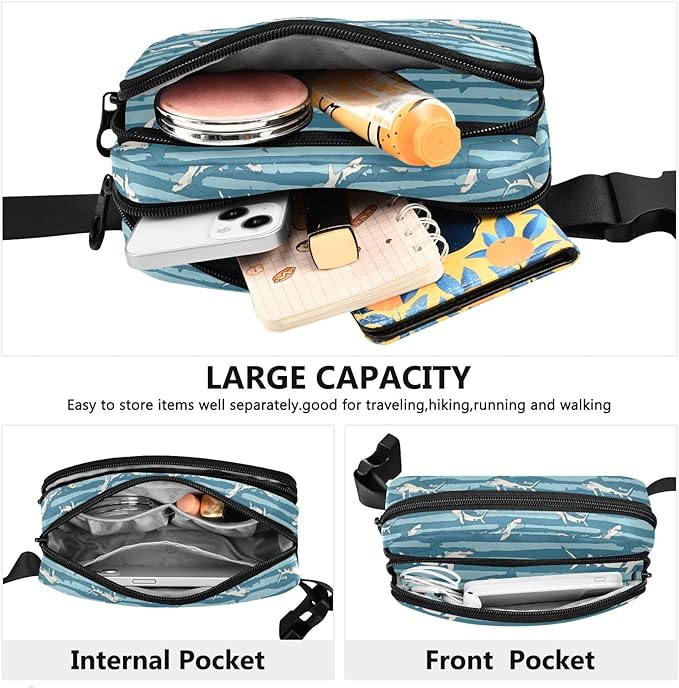 Sea Sharks Fanny Pack for Women Men Water Resistant Fashion Waist Packs with Adjustable Strap Belt Bag for Travel Workout Jogging Hiking 21219261