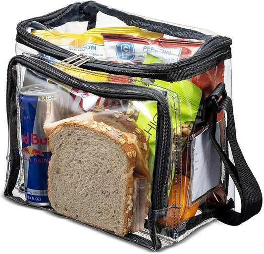 SP HOME GOODS Stadium Approved Clear Tote Bag with Adjustable Strap, Front Storage Compartment, and Mesh Pockets - See Through Zippered Clear lunch Bags for Work, School, Concerts