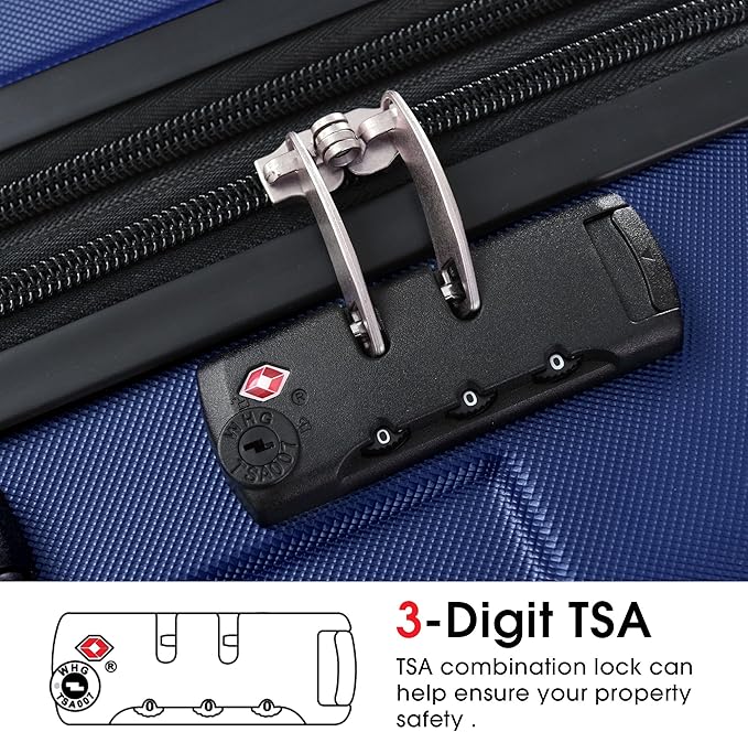 28 Inch Large Checked Luggage Hardside Suitcase with Spinner Wheels, Blue Lightweight Expandable Hard Shell ABS Suitcases with TSA Lock, Large Travel Luggage for Women, Men