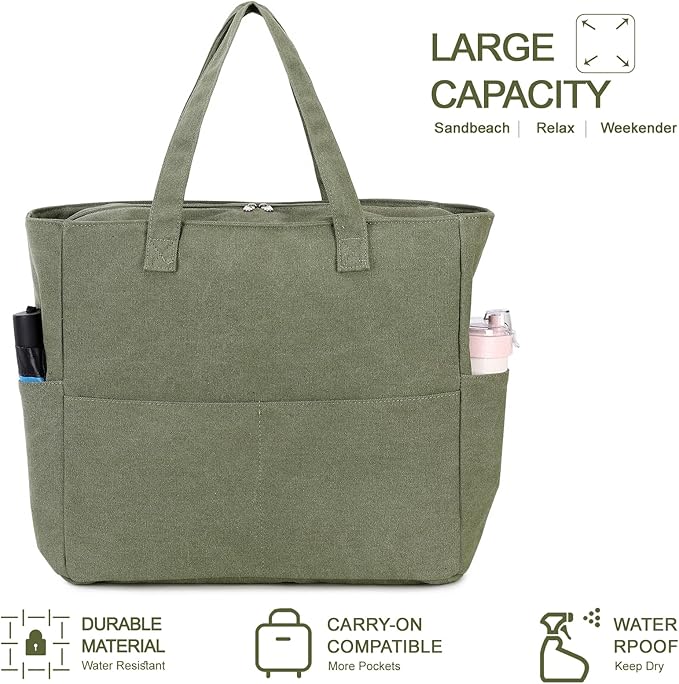 LEDAOU Large Beach Bag Women Waterproof Sandproof Zipper Beach Tote Pool Bag for Swim Gym Grocery Travel with Wet Pocket | Waterproof, Sandproof, Zipper, Pool, Gym, Grocery